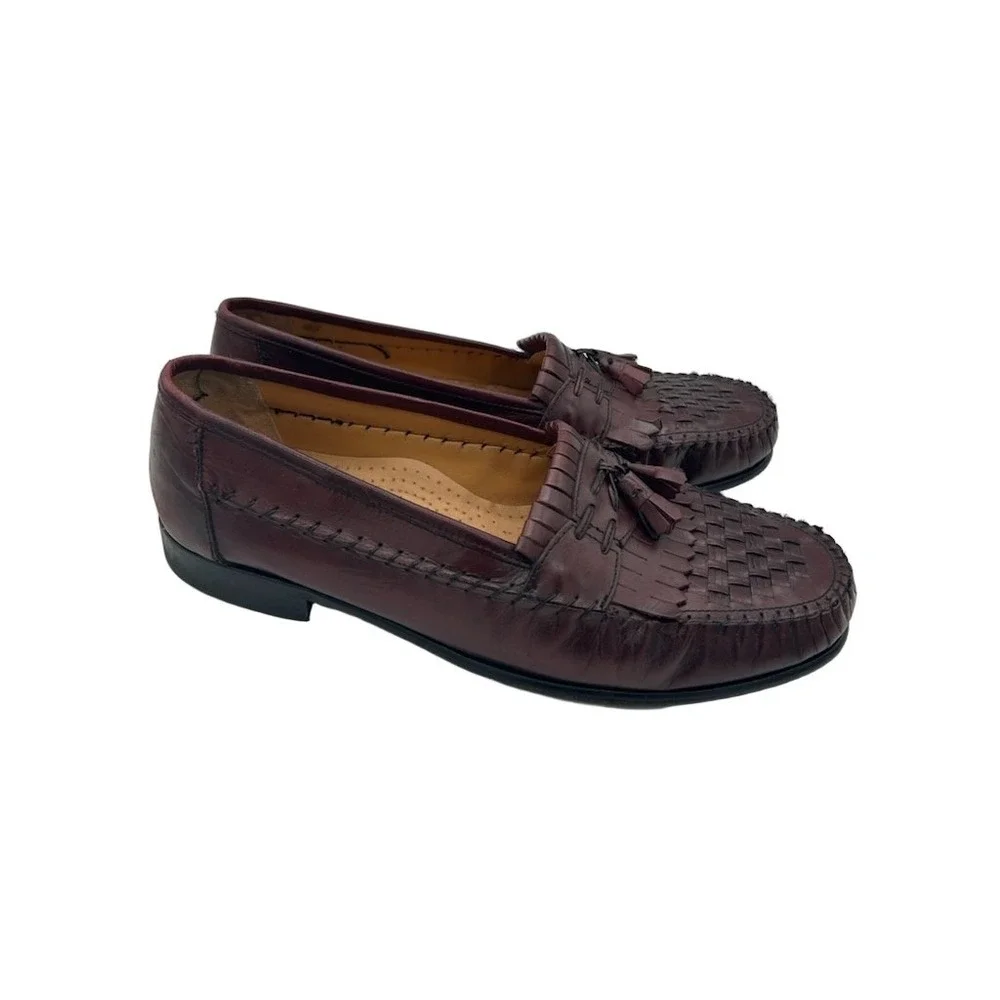 Giorgio Brutini Loafers Men's Size 14 Burgundy Woven Tassel Kiltie Leather